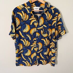 Goodfellow & Co Men's Blue Shirt with Banana Print